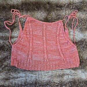 Free People Knit Crop Tank Top | S | Boho Cottagecore Tie Strap Sweater Festival